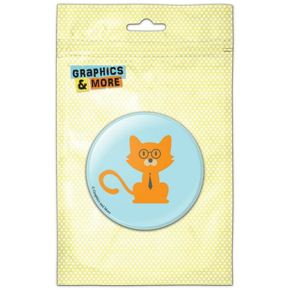 Orange Cat with Tie Refrigerator Button Magnet