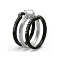 thumbnail image 4 of 1.90 Ct Round Cut Cz Black Stainless Steel Wedding Ring Set Women's Size 7, 4 of 6