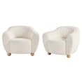 thumbnail image 5 of 2-Pack Walker Edison Contemporary Bouclé Accent Chairs with Wood Legs, Ivory, 5 of 7