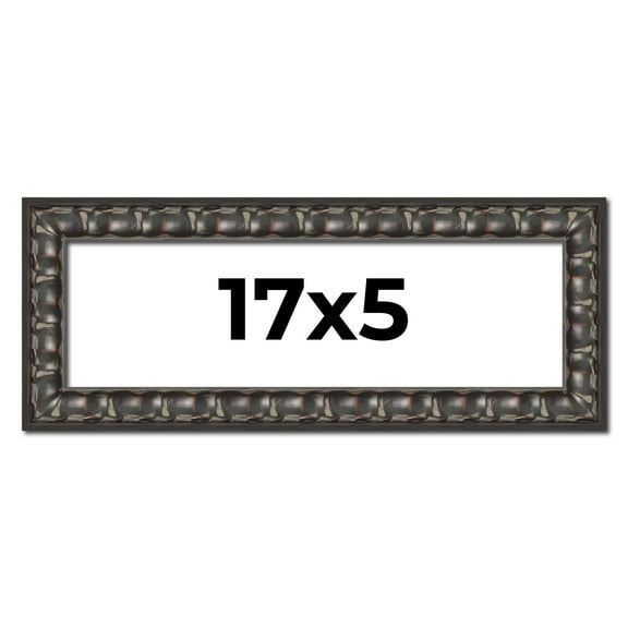 17x5 Frame Black-Brown Medieval Solid Wood Picture Frame | 1.5 Inch Moulding Width | Gotham Beveled