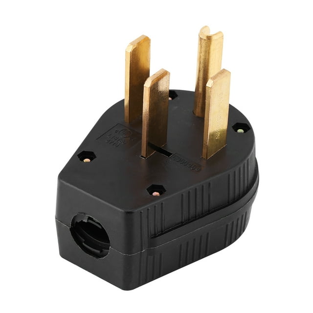 1 Enchufe de Hoja Recta 50a 125/250V Nema 14-50p, Hojas de Latón Macizo, ABS de Alta, Fácil de Cablear, Enchufe de Repuesto, Para Secadora, RV, Generador