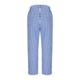 thumbnail image 5 of Ecqkame Casual Pants for Women Elastic High Waisted Straight Leg Lounge Pants Plaid Lightweight Summer Outdoor Trousers with Pockets Blue, 5 of 6