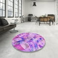 thumbnail image 4 of Ahgly Tapis d'Intérieur Lavable en Machine Carré Violet Transitionnel, 4 Pieds Carré, 4 of 7