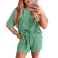 thumbnail image 2 of Kaemgyyd Two Piece Sets for Women Spring Outfits Sweatsuit Loose Crew Neck Short Sleeve Tops Summer Shorts Travel Tracksuit, 2 of 6