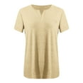 thumbnail image 3 of Tfken Summer T-Shirts For Women Short Sleeve Solid Color V Neck Tops With Pocket Casual Daily Wear Female Comfortable Shirts Yellow, 3 of 3