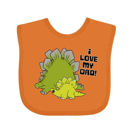 

Inktastic I Love My Dad with Baby and Daddy Stegosauruses Gift Baby Boy or Baby Girl Bib