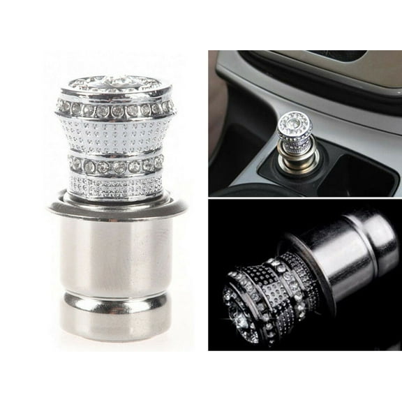 Auto Car Cigarette Lighter Socket 12V Bling Rhinestone Silver Ignition Tool Interior Decoration Accessory