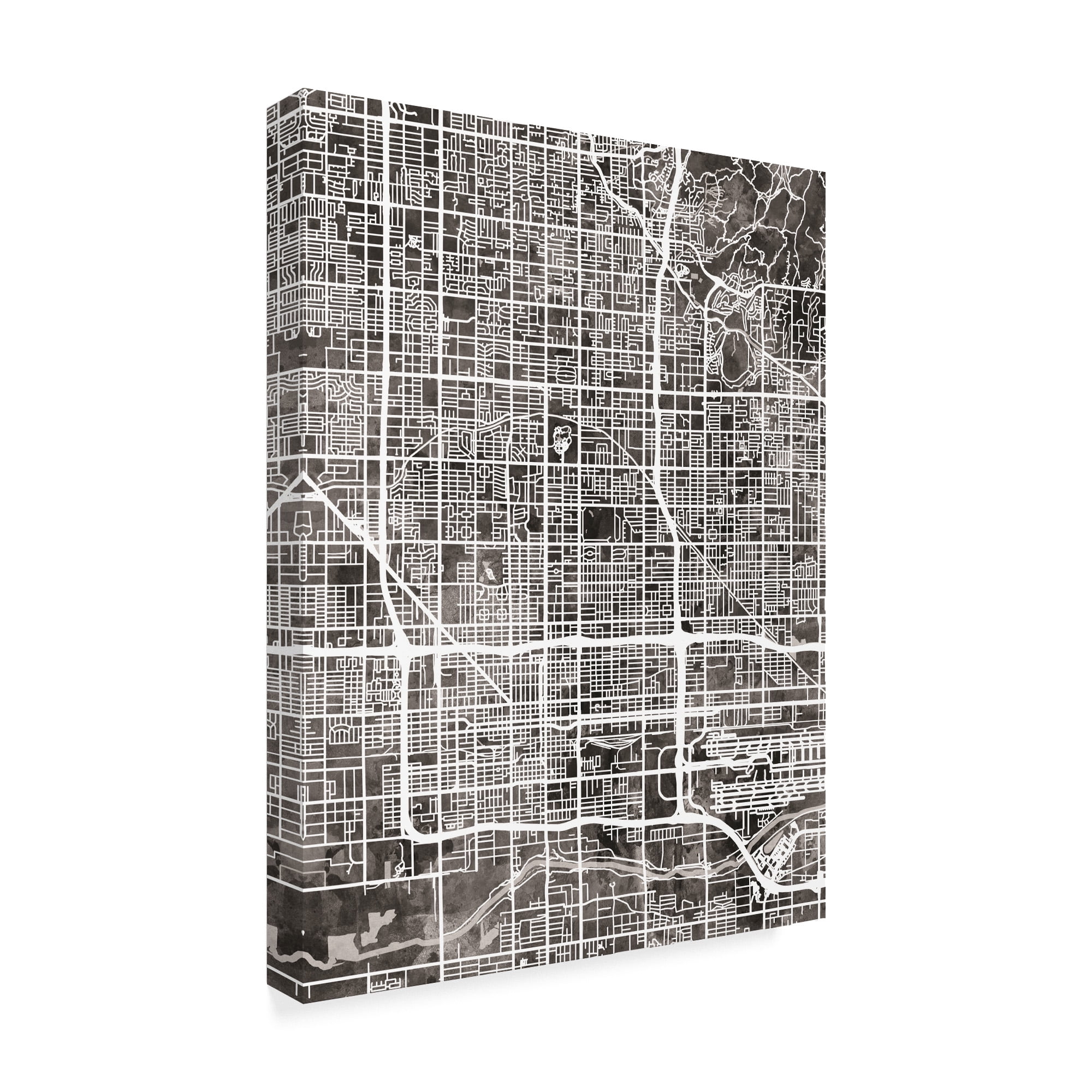 Trademark Fine Art 'Phoenix Arizona City Map Black' Canvas Art by Michael Tompsett
