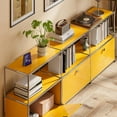 thumbnail image 7 of Cottinch 2-Tier Accent Cabinet,Metal Storage Cabinets with 3 Doors,Open Shelf,Freestanding Organizer for Living Room,Yellow, 7 of 7