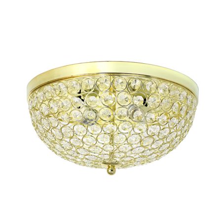 

2 Elipse Crystal Flush Mount Ceiling Light - Gold