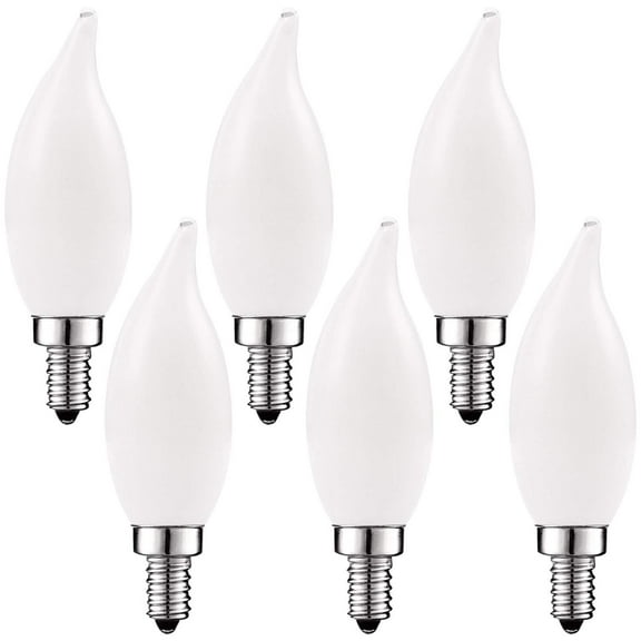 Luxrite 5W Frosted E12 LED Bulb 60W Equivalent, 2700K Warm White, 450 Lumens, Dimmable Candelabra LED Bulbs (6 Pack)
