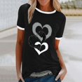 thumbnail image 1 of DondPO T-Shirts pour Femmes, Hauts d'Été Mode Col Rond Col Chaîne Imprimé Amour T-Shirt Graphique, T-Shirts, Hauts en Solde pour Femmes, Manches Courtes Noir TTG, 1 of 4