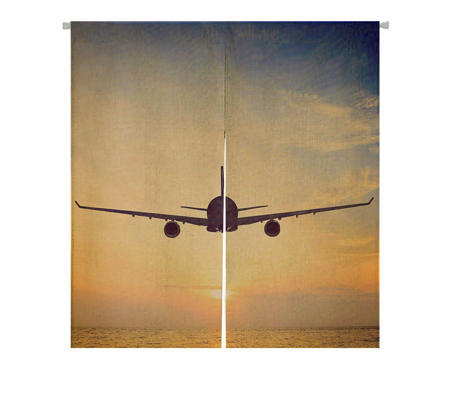 ABPHQTO Airplane Is Flying Over The Sea At Sunset Japanese Noren