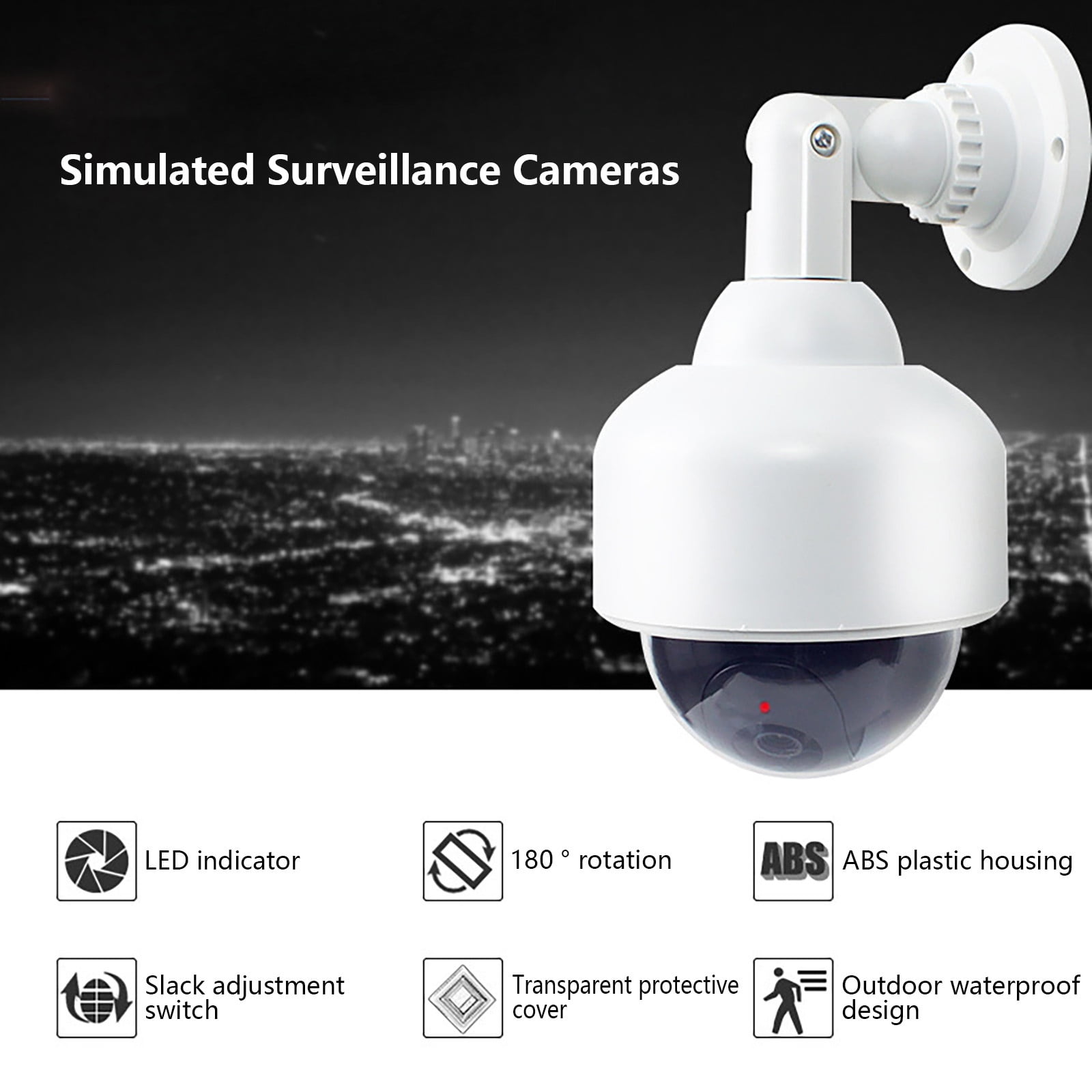 Dpityserensio Solar Dummy Fake Camera Security Outdoor,Solar Powered Simulated Surveillance Cameras with 1 Flashing Red LED Light,Fake Dome Camera for Home Garden Supplies