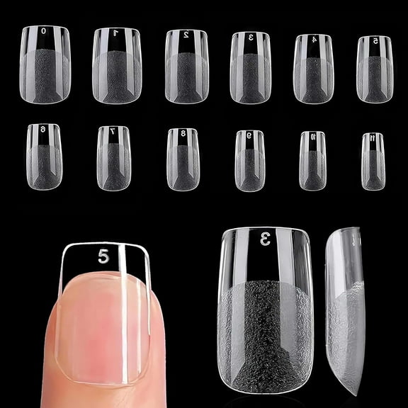 Extra Short Almond Nail Tips 12 Sizes Short Almond Gel Nail Tips 120Pcs Soft Gel Clear Full Cover Nails Tips Acrylic False Nails Press On Nails for Extensions DIY Salon Transparent C-Short Square