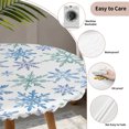 thumbnail image 3 of Teal Blue Snowflakes Round Tablecloth for 45-54 Inch Tables,Fitted Table Cover with Elastic Edge,Christmas Snowflake Winter Holiday Waterproof Outdoor Table Cloth Protector for Patio Garden Dinner, 3 of 9