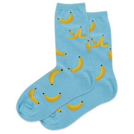 Hot Sox Womens Banana Peels Crew Socks, Womens Shoe Size 4-10.5, Aqua