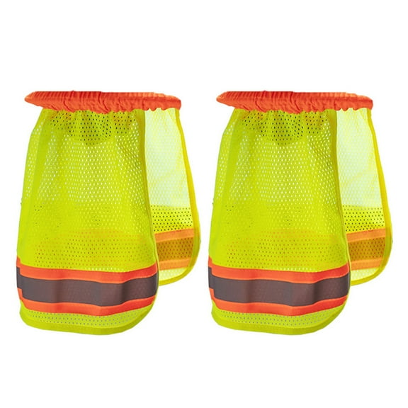 Diekin 2pcs Sun Shade Hat Cover Neck Shield High Visibility Mesh Sun Shade Protector with Reflective Stripe (Lemon Green)