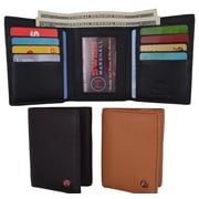 Slim Mens RFID Security Blocking Slim Trifold Credit Card ID Leather Wallet