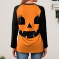 thumbnail image 4 of Godom Women's Halloween Long Sleeve V Neck Shirt Funny Graphic Top Fall Casual Loose Holiday T-Shirt, 4 of 7