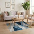 thumbnail image 3 of ODIKA 4'x6' Washable Area Rug Non-Slip, Chair-Friendly, Flatwoven Navy Grey Contemporary Ripple Flowing Wave Motifs Abstract Yellow for Home Office, Under Desk, 3 of 7