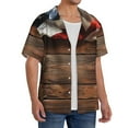 thumbnail image 3 of Ratiio Rustic American Flag Wood Print Mens Casual Short Sleeve Shirts Button Down Textured Shirts Summer Beach Shirt with Pocket Men's Casual Short-sleeved Shirt, 3 of 5