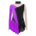 thumbnail image 3 of TSSOE Figure Ice Skating Dress for Girls Long Sleeve Skirted Leotard Sparkly Ballet Dance Dress for Performance Purple 10, 3 of 5