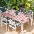 thumbnail image 2 of Pink Spring Floral Table Cloths for 3 Foot Rectangle Tables, Watercolor Flowers Butterfly Checkered Patio Waterproof Elastic Fitted Tablecloths, Washable Rectangular Table Cover for Camping, 2 of 8