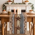 thumbnail image 2 of Table Runner 72 Inches Long for Kitchen Dining, Western Texas Star Vintage Dresser Scarf Farmhouse, Dining Table Decorations for Wedding/Parties, Retro Farmhouse Gray Brown Wooden 13 x 72 In, 2 of 8