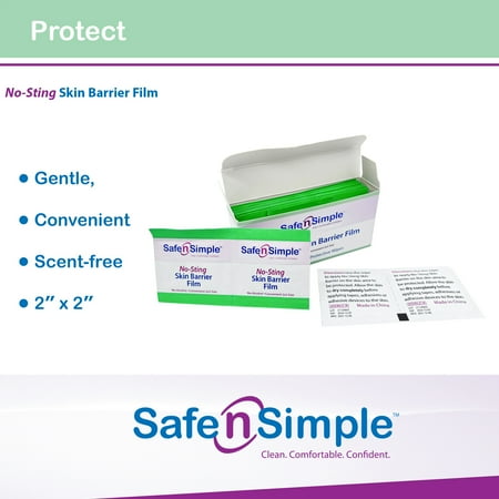 Safe N Simple No-Sting Skin Barrier Wipe Sterile 25 per Box SNS80725