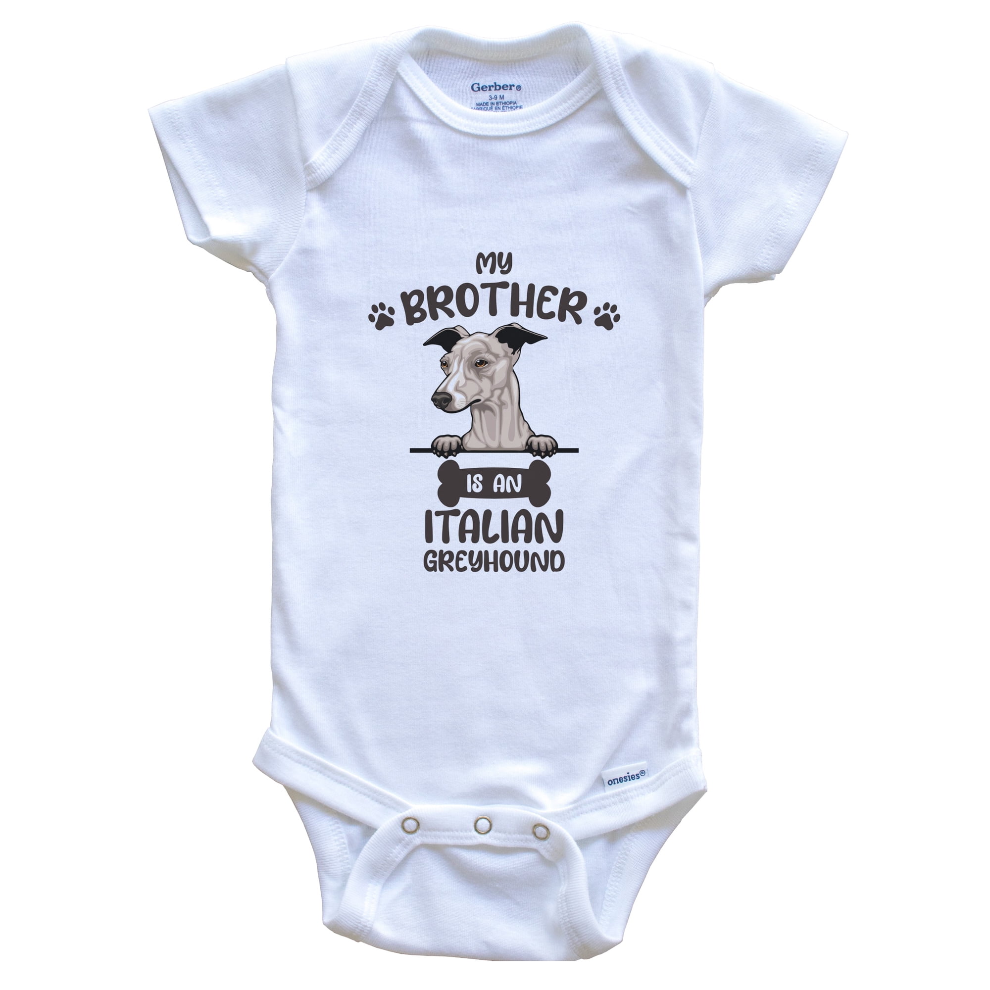 My Brother Is An Italian Greyhound Cute Dog Breed Baby Bodysuit, 0-3 Months White