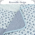 thumbnail image 3 of Cozy Line Subtle Blue Checker Cottage Floral Stripe Cotton 3 Piece Patchwork Quilt Bedding Set, 3 of 7