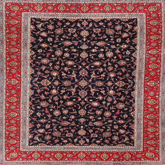 Ahgly Company Machine Washable Indoor Square Traditional Deep Red Area Rugs, 3' Square