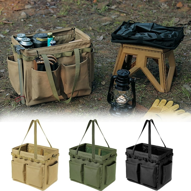 Clearance under $5 Usloyux Car Trunk Organizer Multifunctional Storage Toolbox Carry Griddle,Large Grill Utensils Accessory Grilling Tools Basket Carrying Caddy Tool Tote Bag Storage Box