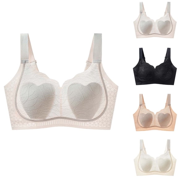 Women's Light Padded Bra, Full Coverage Wire Free Light Support Underwear, Adjustable Straps, Comfort Bra | VerBelle,Beige L