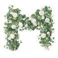 thumbnail image 2 of 6FT Artificial Garland with 7 White Silk Roses & 's Breath - Wedding Party Centerpiece, Table Runner Decor, 180cm Floral Vine for Home & Event, 2 of 6