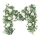 thumbnail image 2 of Guirnalda artificial de 1,8 m con flores | Guirnalda de rosas blancas, guirnalda floral, decoración de centro de mesa, camino de mesa, fiesta de bodas, decoración de eventos, flores, 2 of 9