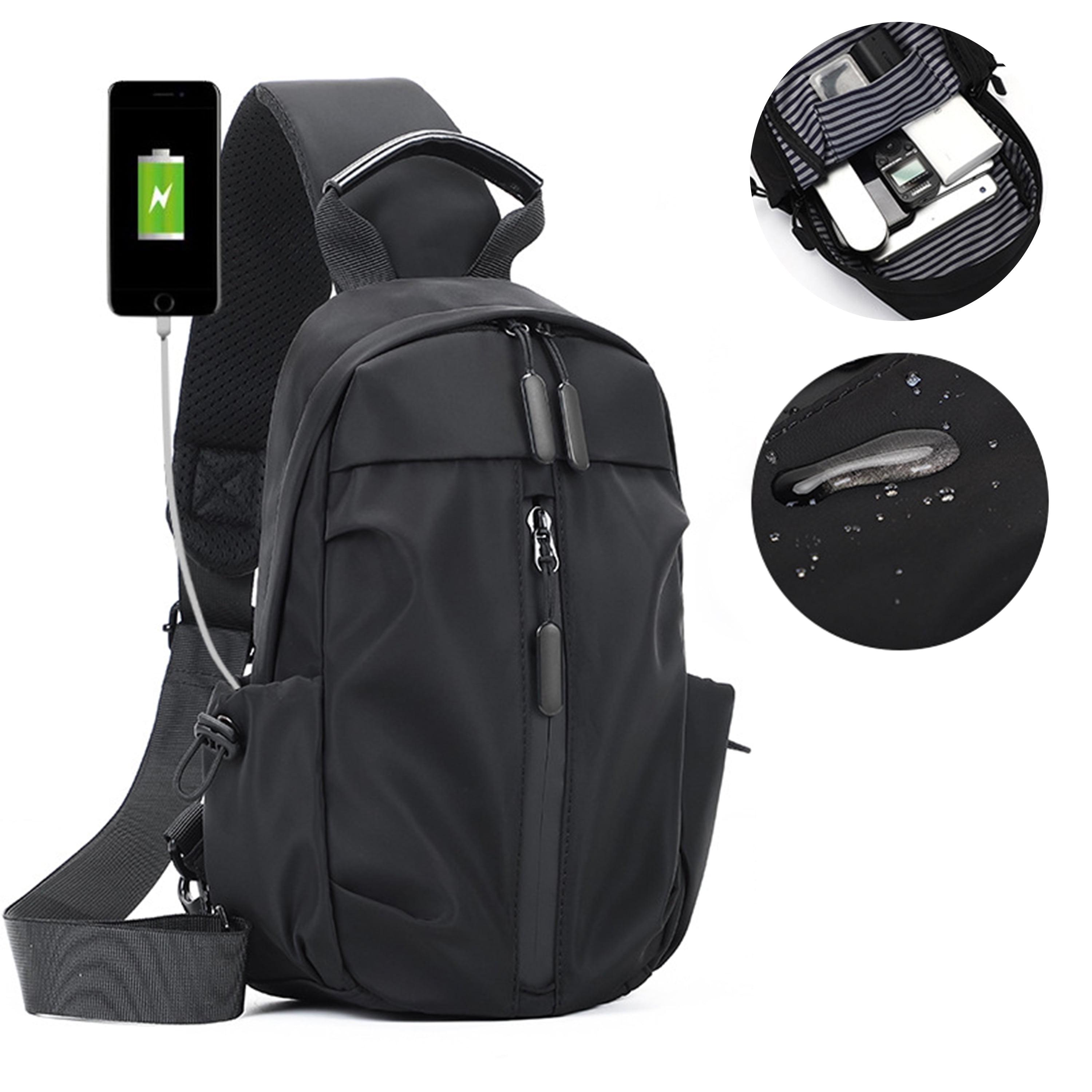 Ltrototea Sling Bag for Men Women,One Shoulder Backpack with USB Port ...