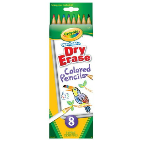 Crayola 8 Count Washable Dry-Erase Colored (Best Way To Erase Colored Pencil)