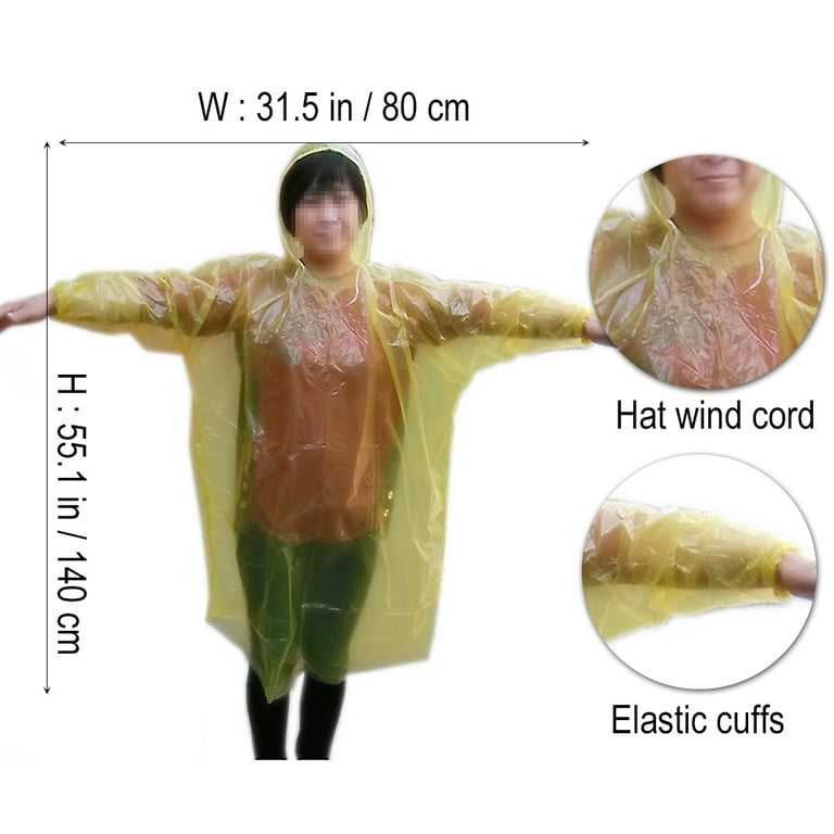 rain Poncho with Hood Emergency Raincoat Thick Extra large rain