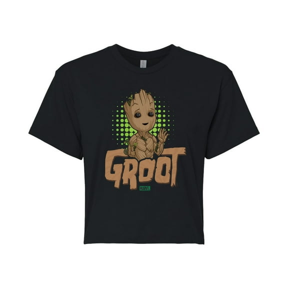 Marvel Guardians of the Galaxy - Baby Groot - Juniors Cropped Graphic T-Shirt