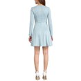 thumbnail image 3 of Vestido A-Line Elegante de Cuello Redondo con Botones para Mujeres INSPIRE CHIC en Cuadros Houndstooth XL Azul Claro, 3 of 6