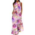 thumbnail image 2 of ICHUANYI Clearance Women's Summer Fashion Printed V-Neck Sleeveless Pullover Pocket Dress(Purple, S) ICHUANYI WER2023080911387, 2 of 5