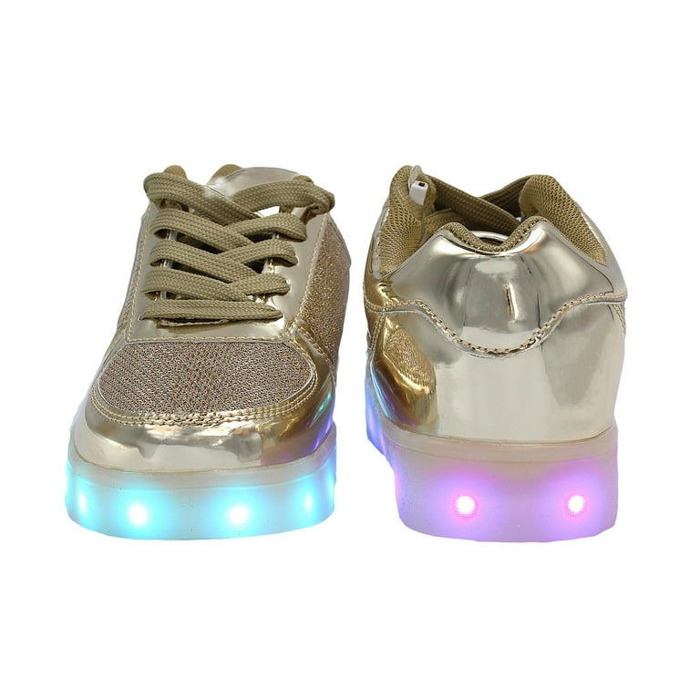 Family Smiles LED Light Up Sneakers Kids Low Top Boys Girls Unisex Shoes Gold Toddler US 9.5 EU 26 Walmart