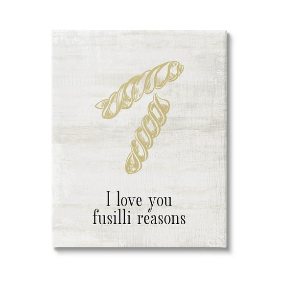 Stupell Industries Love You Fusilli Reasons Phrase Graphic Art Gallery Wrapped Canvas Print Wall Art, Design by Lil' Rue