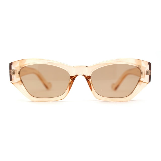 Womens Mod Thick Plastic Chunky Cat Eye Sunglasses Peach Brown
