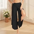 thumbnail image 5 of jowamay Split Yoga Pants for Women Wide Leg Flowy Women's High Waisted Lounge Pants Summer Beach Trousers Daily Wear, 5 of 7