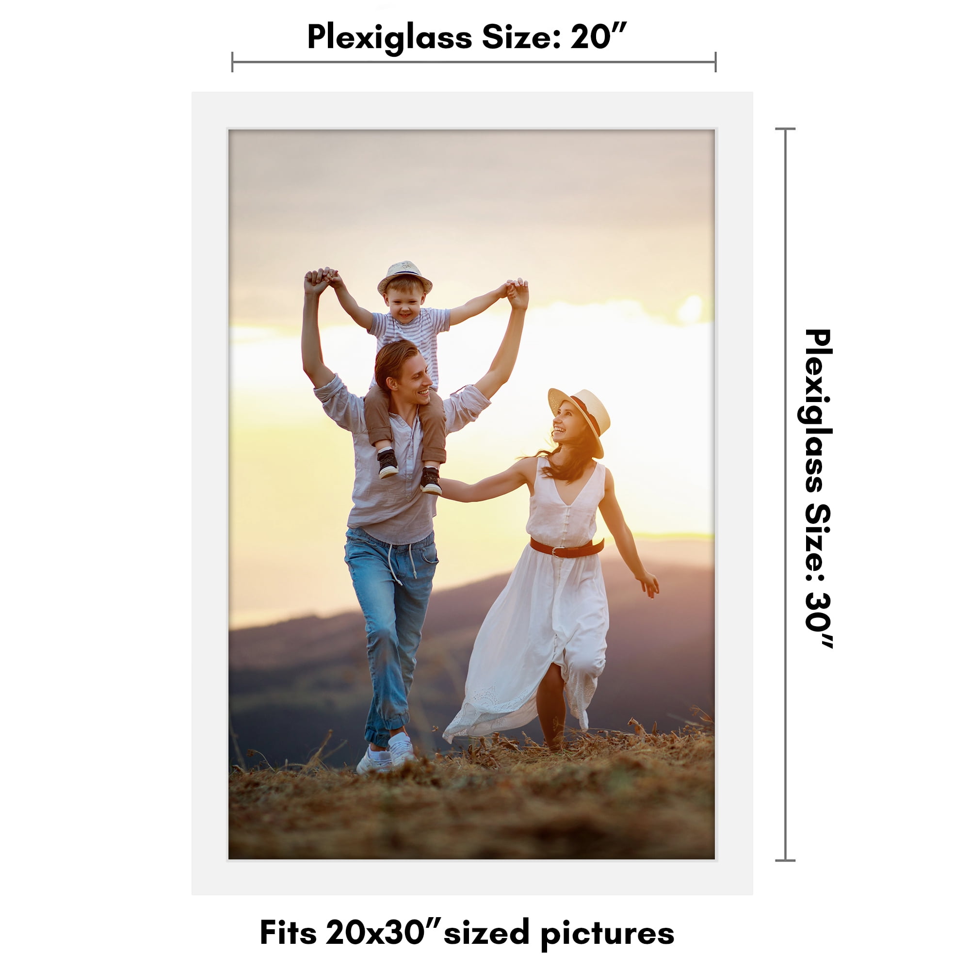 Americanflat 20x30 Picture Frame with Polished Plexiglass Wide Photo Frames Vertical Horizontal Epic - White