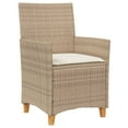 thumbnail image 3 of vidaXL Patio Chairs with Cushions 2 pcs Beige Poly Rattan&Solid Wood, 3 of 9