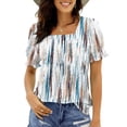 thumbnail image 2 of UVN Square Neck Tops for Women Summer Puff Short Sleeve Shirts Dressy Casual Tunic Blouses, 2 of 8